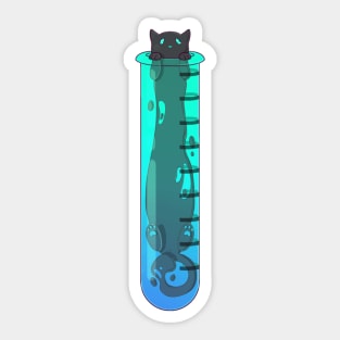 Space Cat - Alien in Test Tube Blue Green Sticker